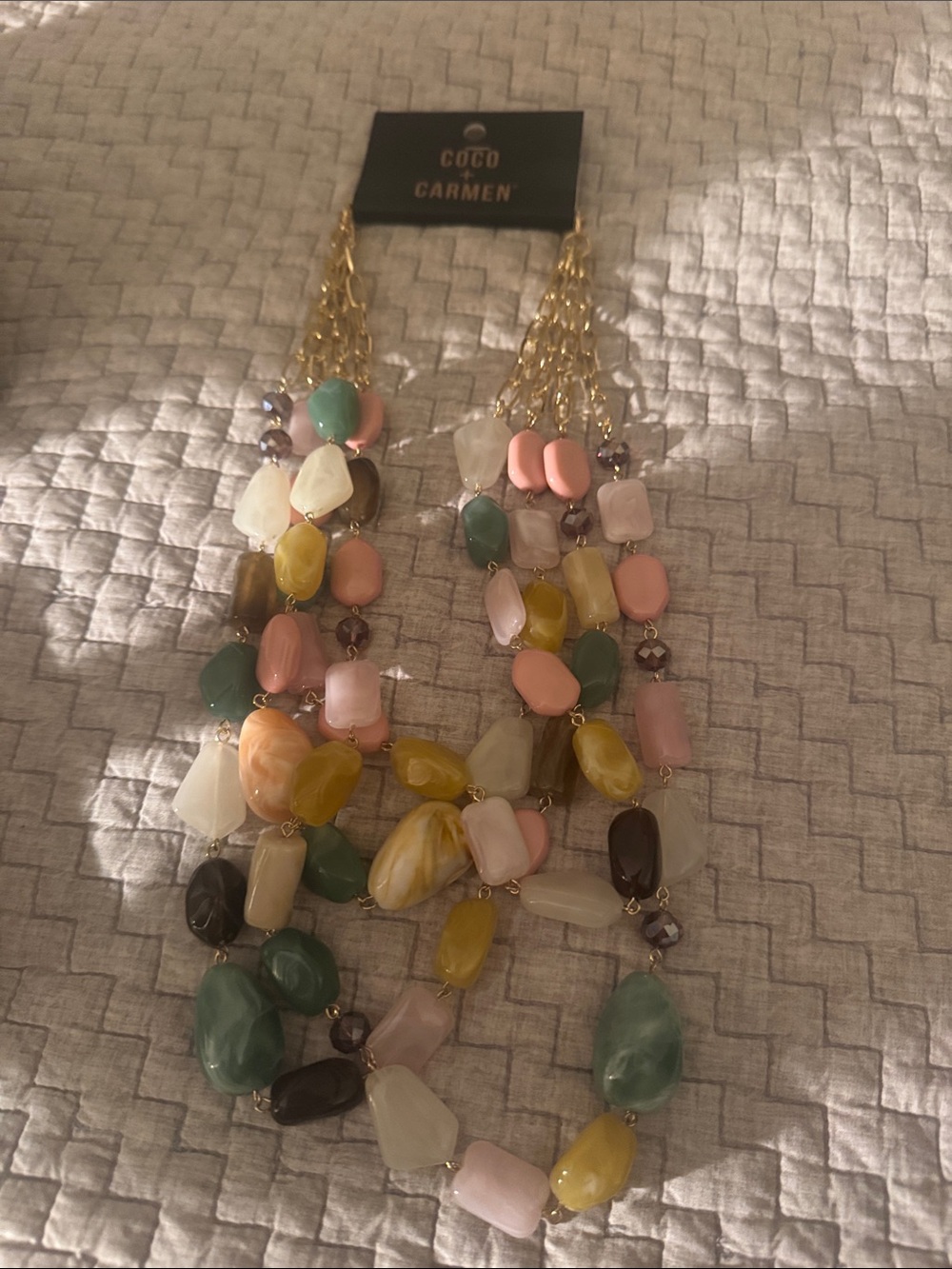 Coco + Carmen Multicolor Beaded Statement Necklace - Gold Chain